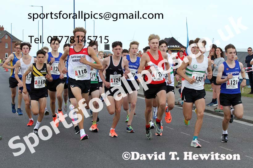 Mens under-17s 2021 Northern 6 and 4 Stage and Young Athletes Road Relays, Redcar. Photo: David T. Hewitson/Sports for All Pics